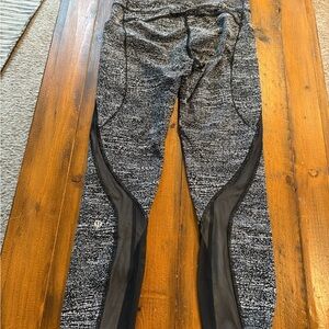 lululemon athletica Black & White Space-Dye Leggings with Mesh Panels